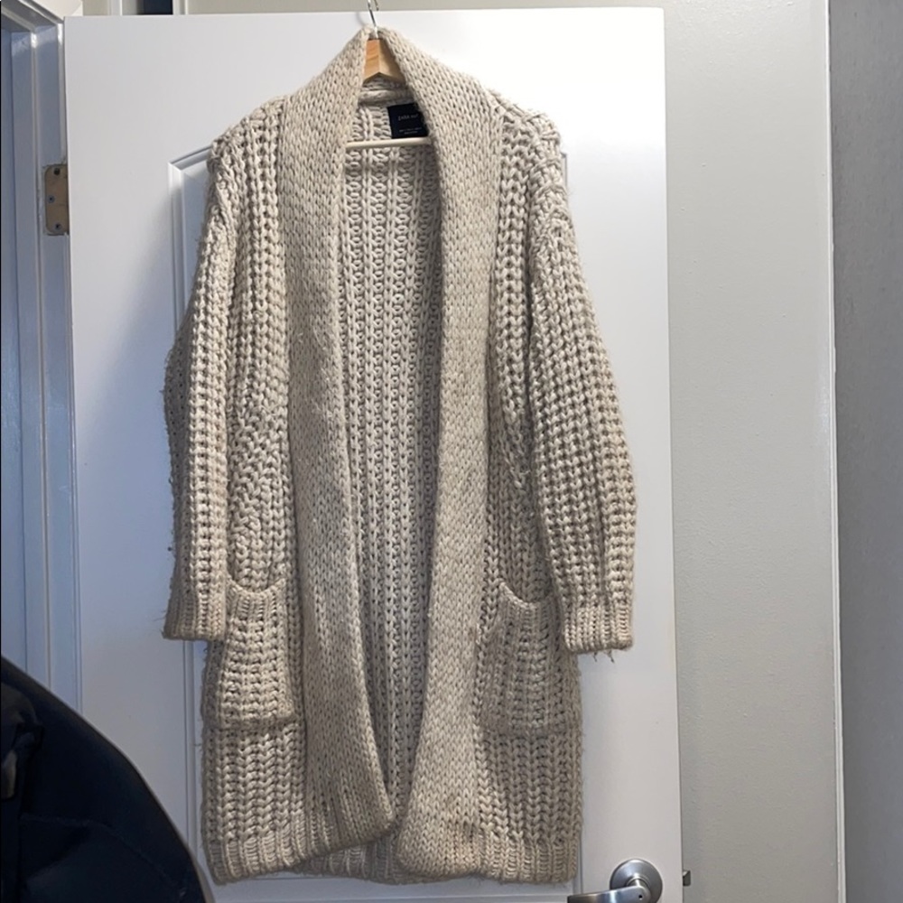 Zara chuncky knit cardigan oatmeal color